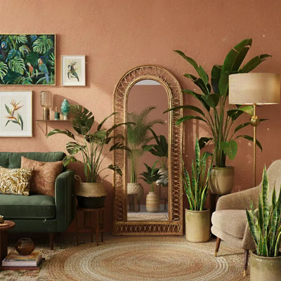 Espelho Moldura Arco Mandola Rattan Bahali 70x5x160cm