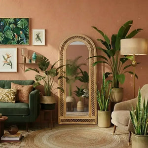 Espelho Moldura Arco Mandola Rattan Bahali 70x5x160cm