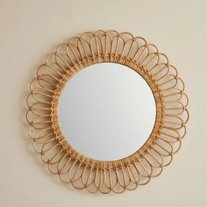 Espelho Moldura Decorativo Redondo Flower Rattan Bahali 60x70x1cm