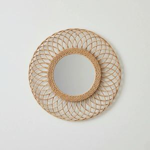 Espelho Moldura Decorativo Redondo Full Moon Rattan Bahali 60x1cm