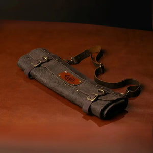 Estojo de Facas Artemano em Couro Médio Marrom Envelhecido