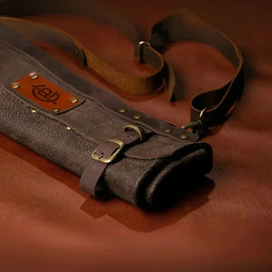 Estojo de Facas Artemano em Couro Pequeno Marrom Envelhecido