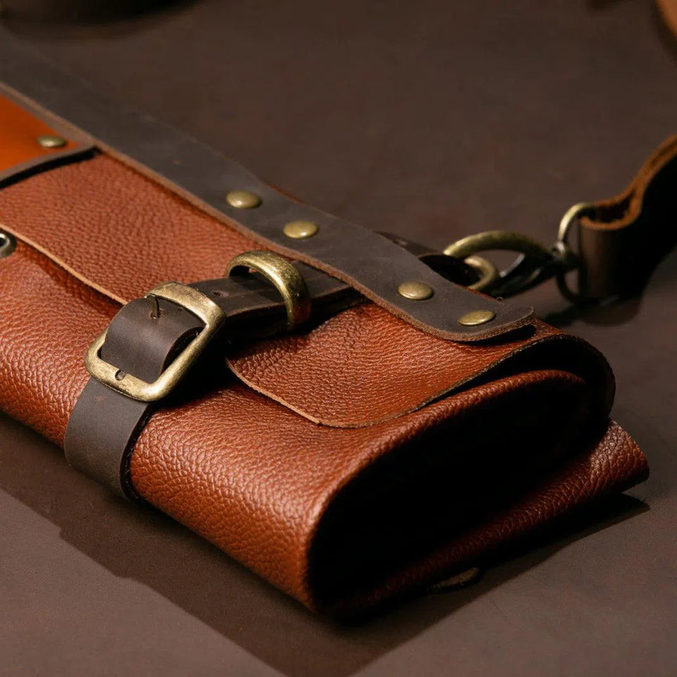 Estojo de Facas Artemano em Couro Pequeno Terracota Rústico