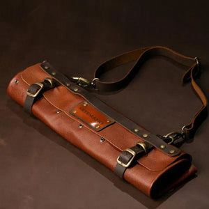 Estojo de Facas Artemano em Couro Pequeno Terracota Rústico