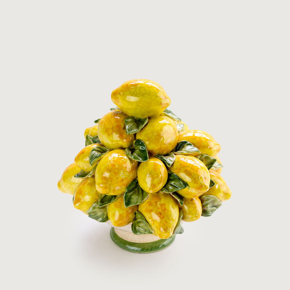 Fruteira Decorativa Baixa Cerâmica Limão Amalfi