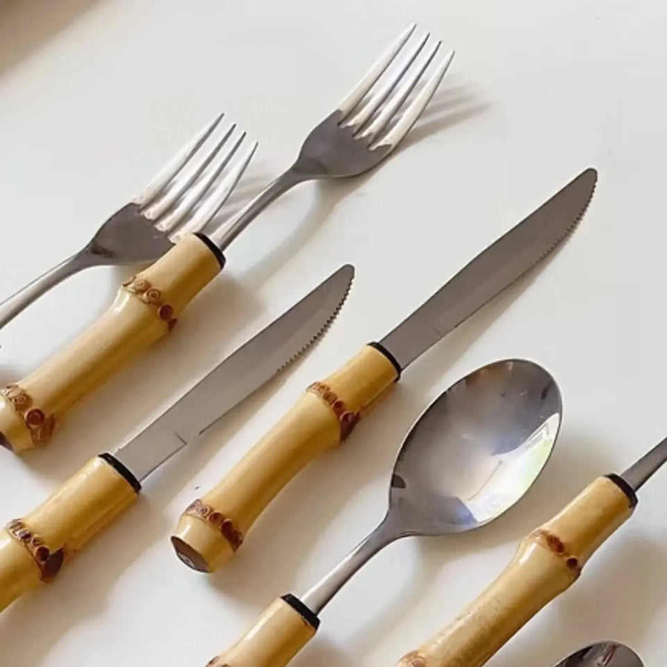 Faqueiro de Mesa 18 peças em Bambu Natural