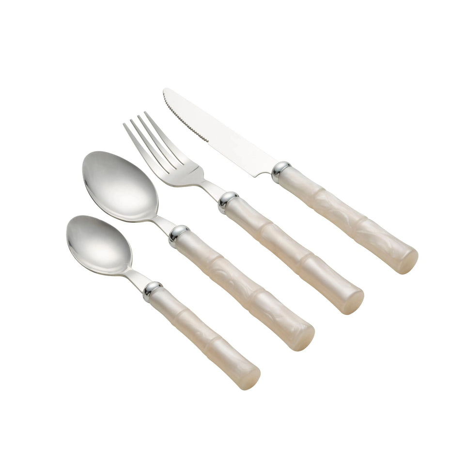 Faqueiro 24pc. Aço Inox com Cabo Poliestireno Bambu Marfim Luxo