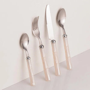 Faqueiro 24pc. Aço Inox com Cabo Poliestireno Bambu Marfim Luxo