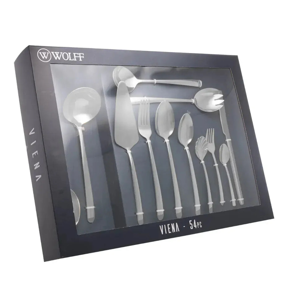 Faqueiro 54 Peças Aço Inox Viena com Caixa Litografada Wolff