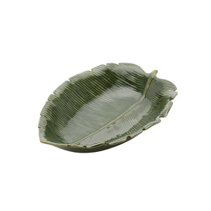 Folha Decorativa Cerâmica Banana Leaf Verde 30x20,5x6,5cm