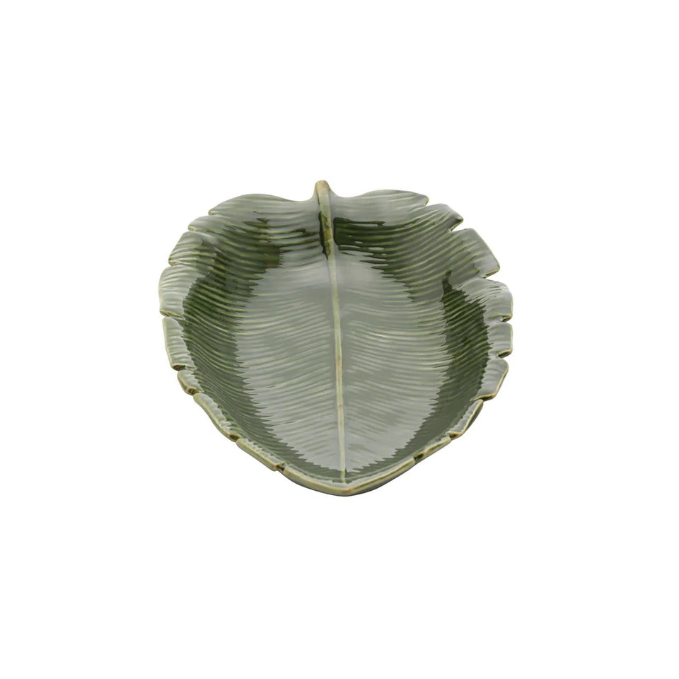 Folha Decorativa Cerâmica Banana Leaf Verde 30x20,5x6,5cm