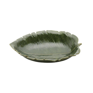 Folha Decorativa Cerâmica Banana Leaf Verde 30x20,5x6,5cm