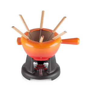 Fondue Ferro Fundido Laranja p/ Queijo e Carne Le Creuset