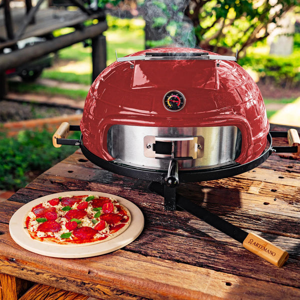 Forno de Pizza Kamado Portátil Vermelho Artemano