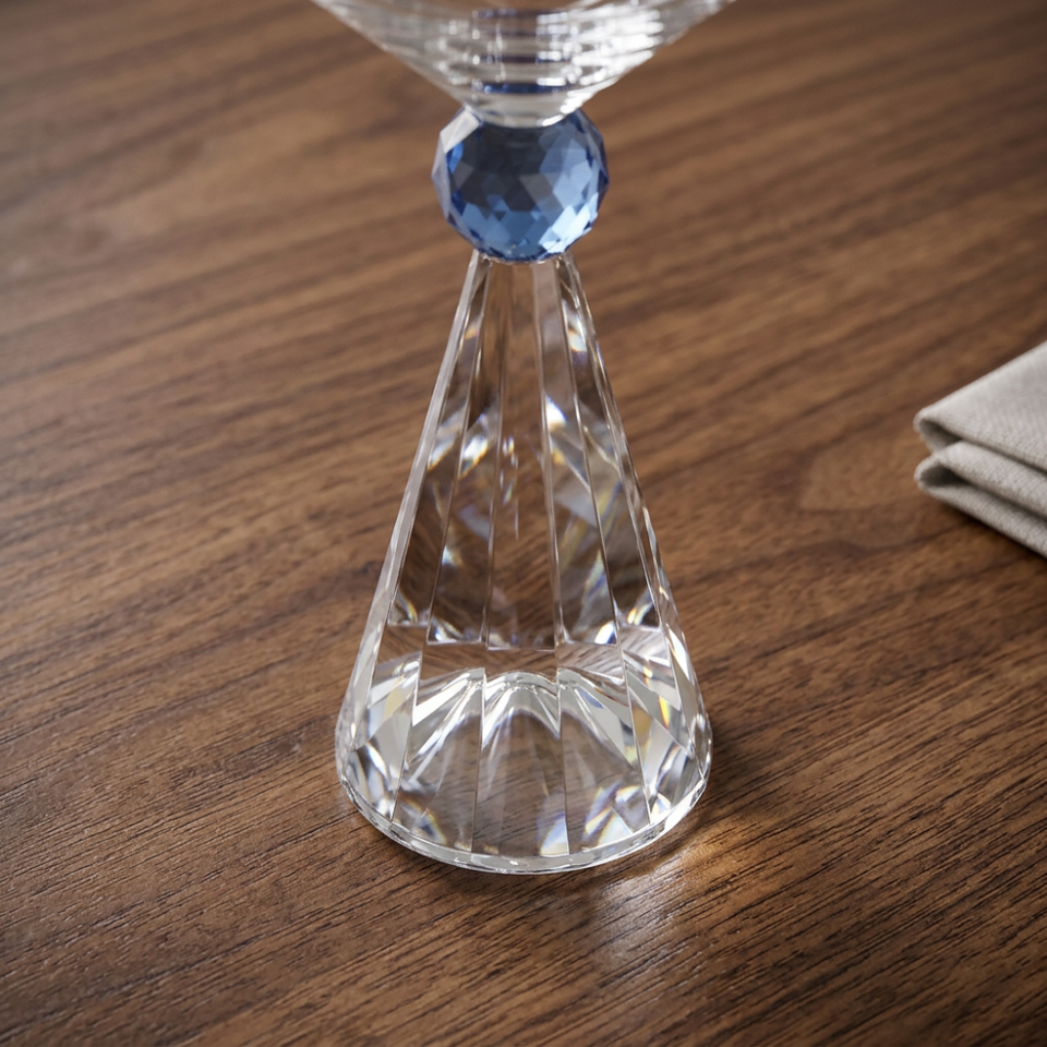 Jogo 6 Taças de Vinho em Vidro com Esfera Azul Pure Linha Sintonia 595ml