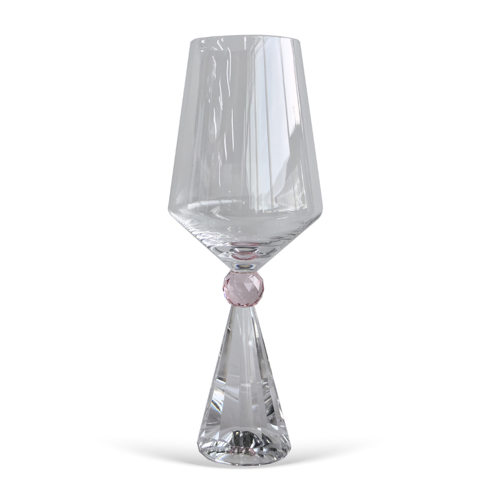 Jogo 6 Taças de Vinho em Vidro com Esfera Rosa Pure Linha Sintonia 595ml