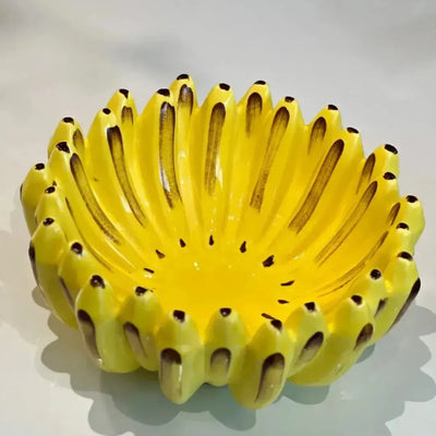 Fruteira Banana Cerâmica Amarelo Lima 15x35cm Maison Blanche