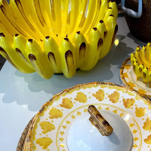 Fruteira Banana Cerâmica Amarelo Lima 15x35cm Maison Blanche
