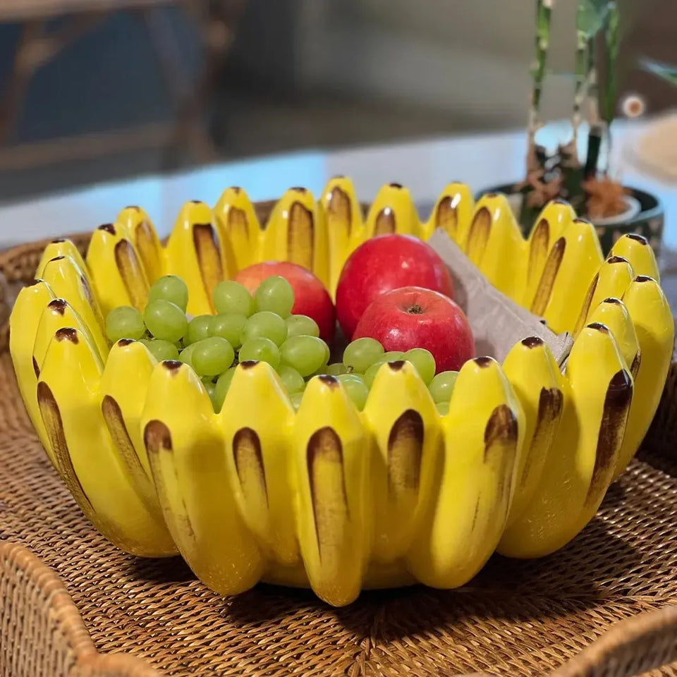 Fruteira Banana Cerâmica Amarelo Lima 15x35cm Maison Blanche