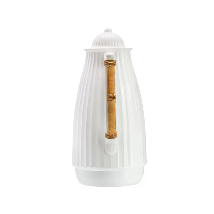 Garrafa Térmica Branca com Detalhe de Bambu na Alça 1L