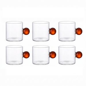 Jogo de 6 Xícaras de Café Vidro Linha Sintonia Marrom 100ml
