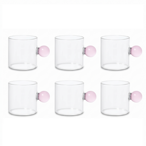 Jogo de 6 Xícaras de Café Vidro Linha Sintonia Rosa 100ml