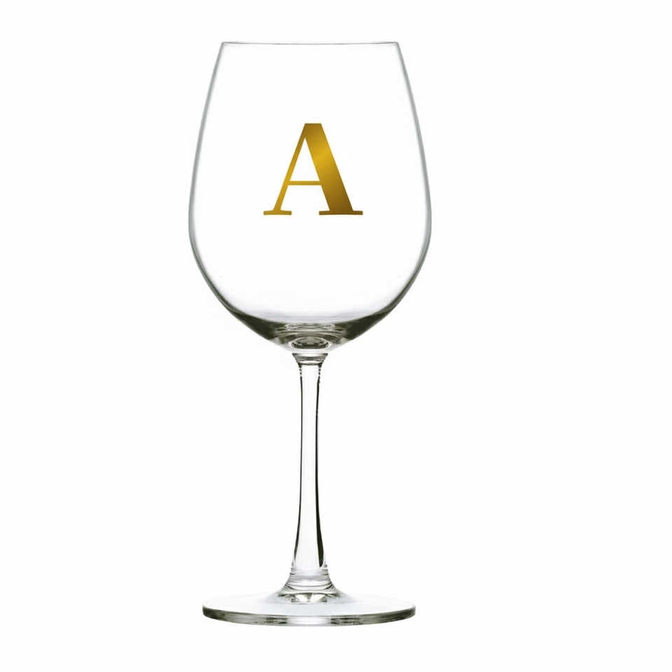 Taça Bordeaux Vinho 600ml em Cristal Ecológico Madison Letra Dourada Personalizável