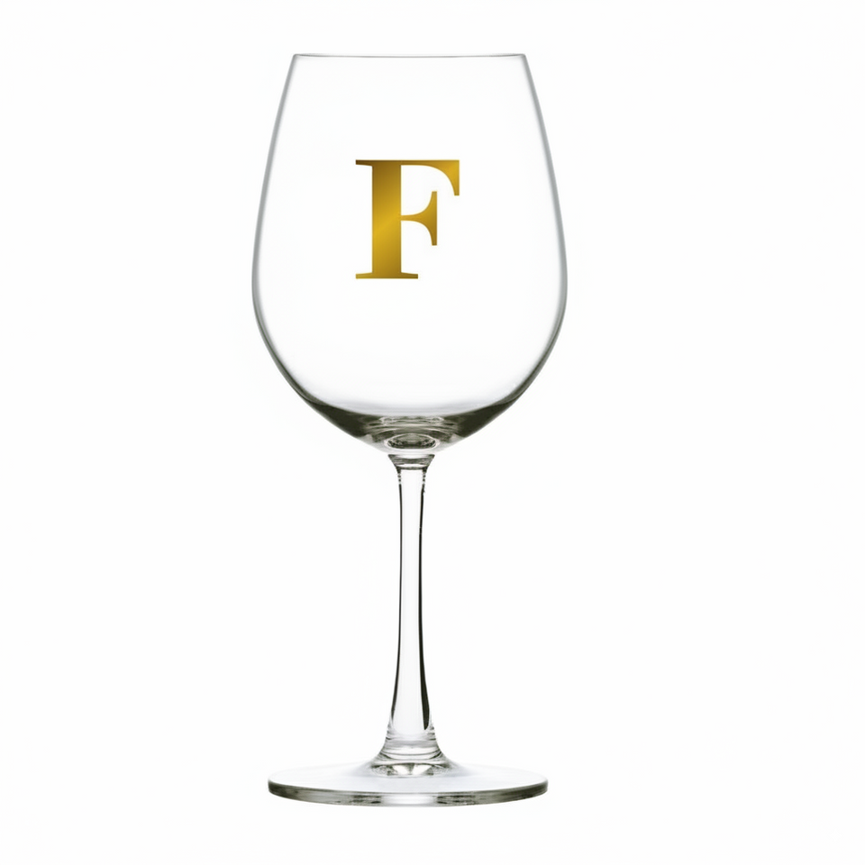 Taça Bordeaux Vinho 600ml em Cristal Ecológico Madison Letra Dourada Personalizável