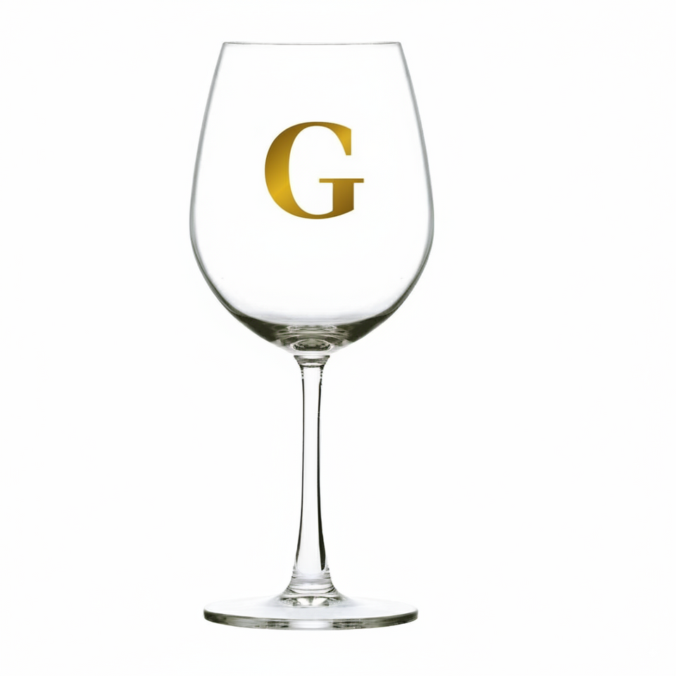 Taça Bordeaux Vinho 600ml em Cristal Ecológico Madison Letra Dourada Personalizável