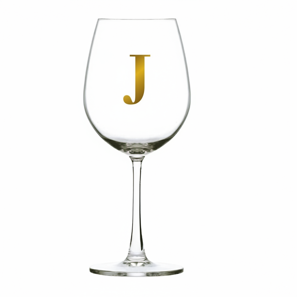 Taça Bordeaux Vinho 600ml em Cristal Ecológico Madison Letra Dourada Personalizável