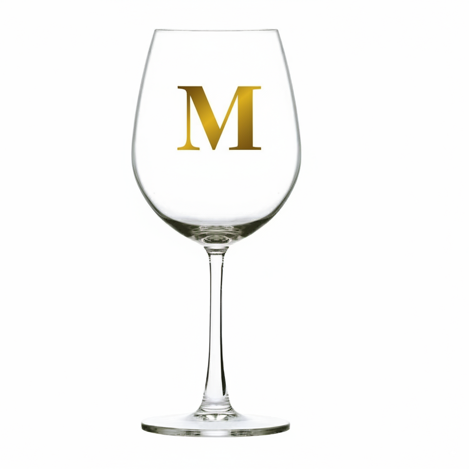 Taça Bordeaux Vinho 600ml em Cristal Ecológico Madison Letra Dourada Personalizável