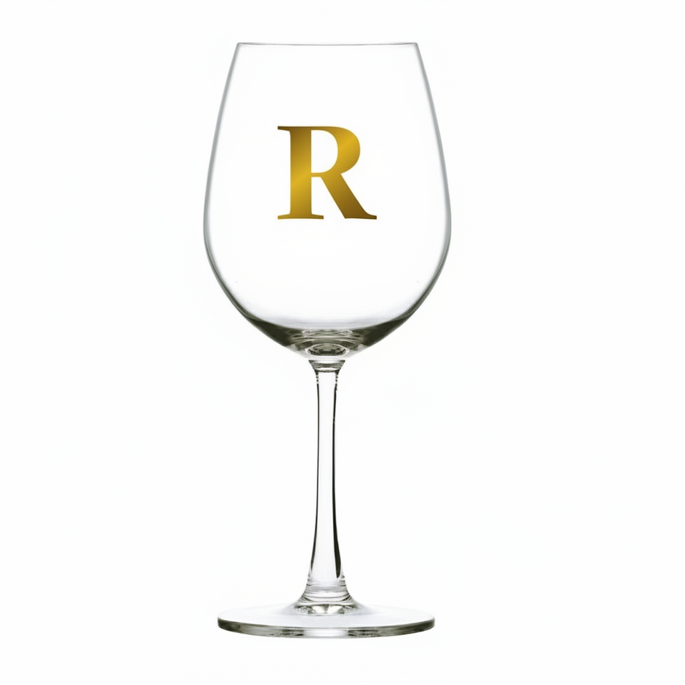 Taça Bordeaux Vinho 600ml em Cristal Ecológico Madison Letra Dourada Personalizável