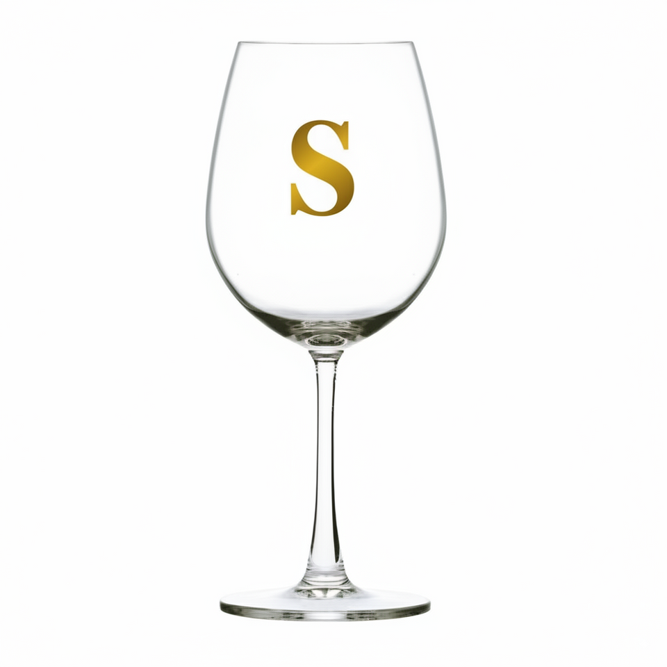 Taça Bordeaux Vinho 600ml em Cristal Ecológico Madison Letra Dourada Personalizável