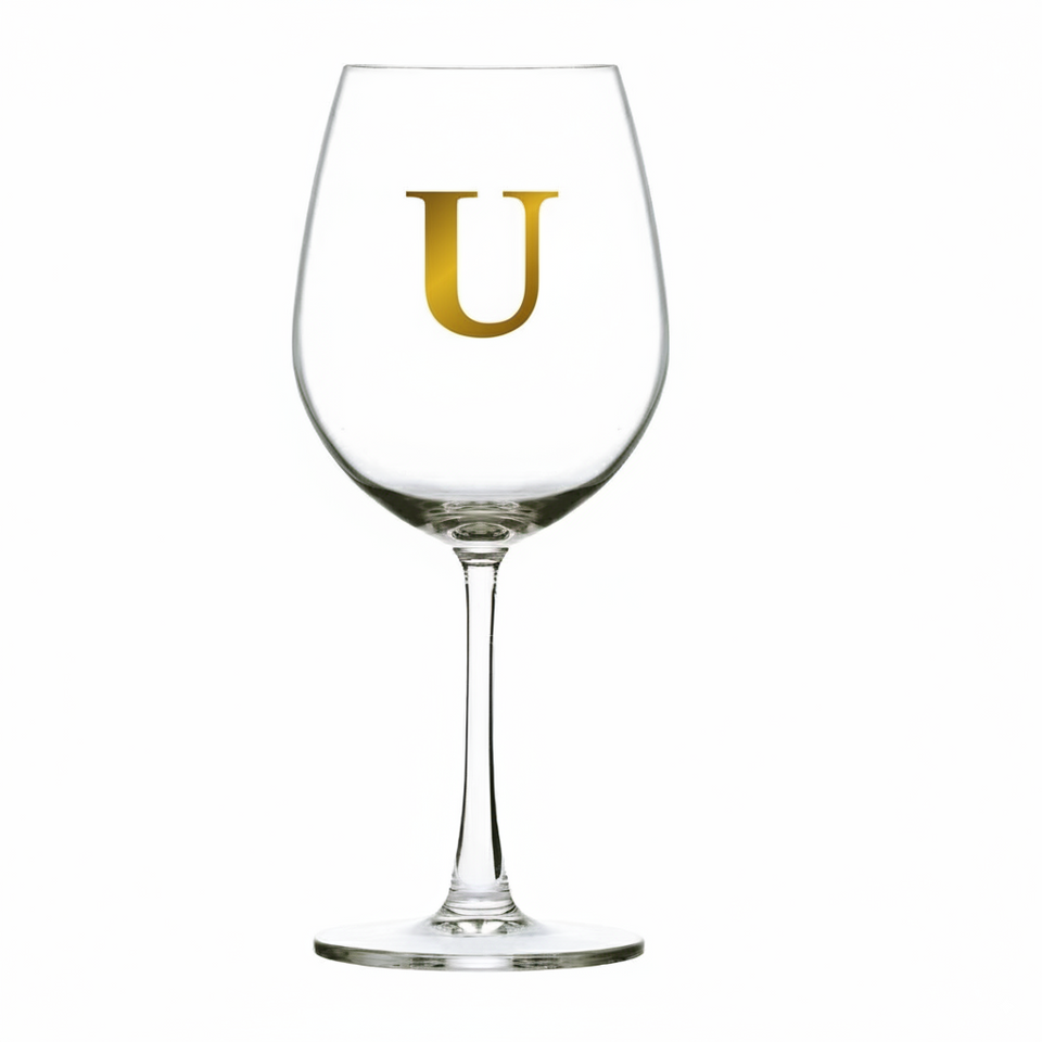 Taça Bordeaux Vinho 600ml em Cristal Ecológico Madison Letra Dourada Personalizável