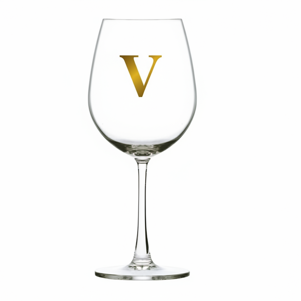 Taça Bordeaux Vinho 600ml em Cristal Ecológico Madison Letra Dourada Personalizável