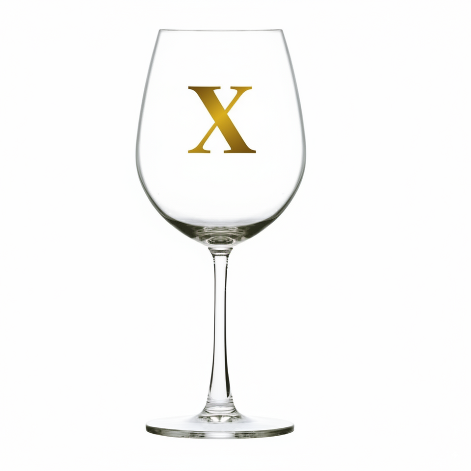 Taça Bordeaux Vinho 600ml em Cristal Ecológico Madison Letra Dourada Personalizável