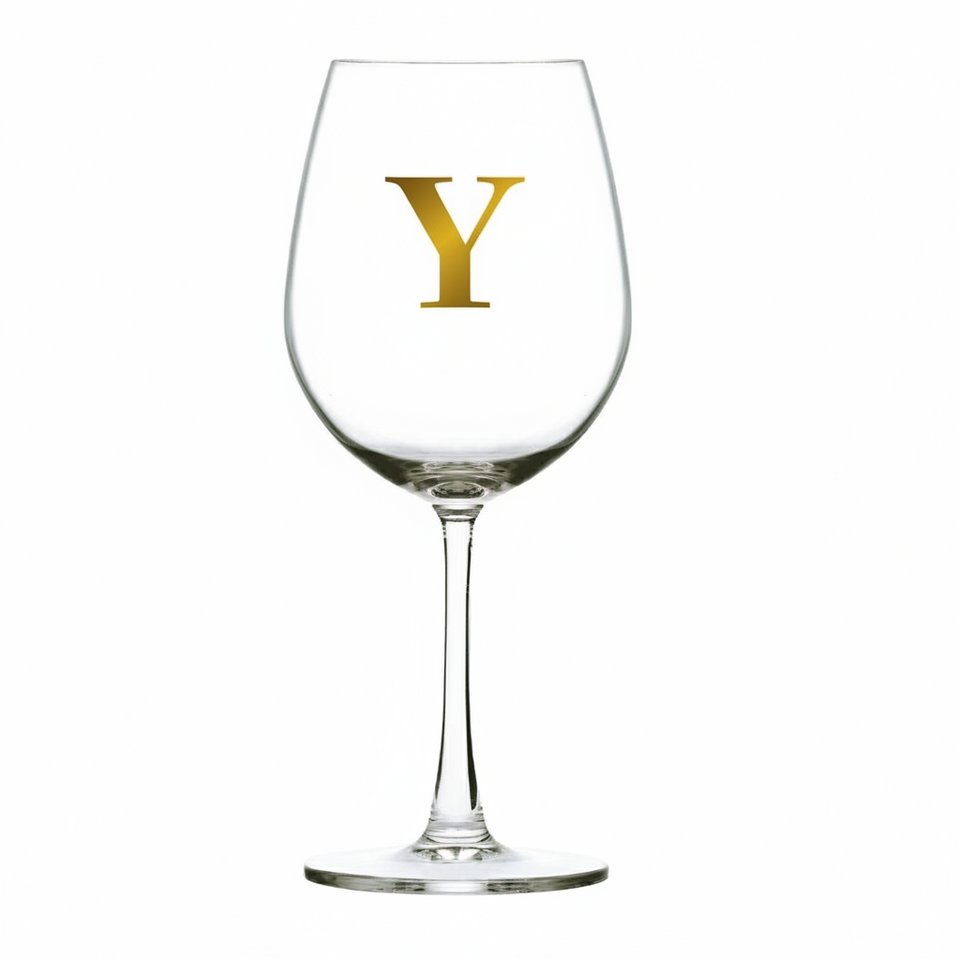 Taça Bordeaux Vinho 600ml em Cristal Ecológico Madison Letra Dourada Personalizável