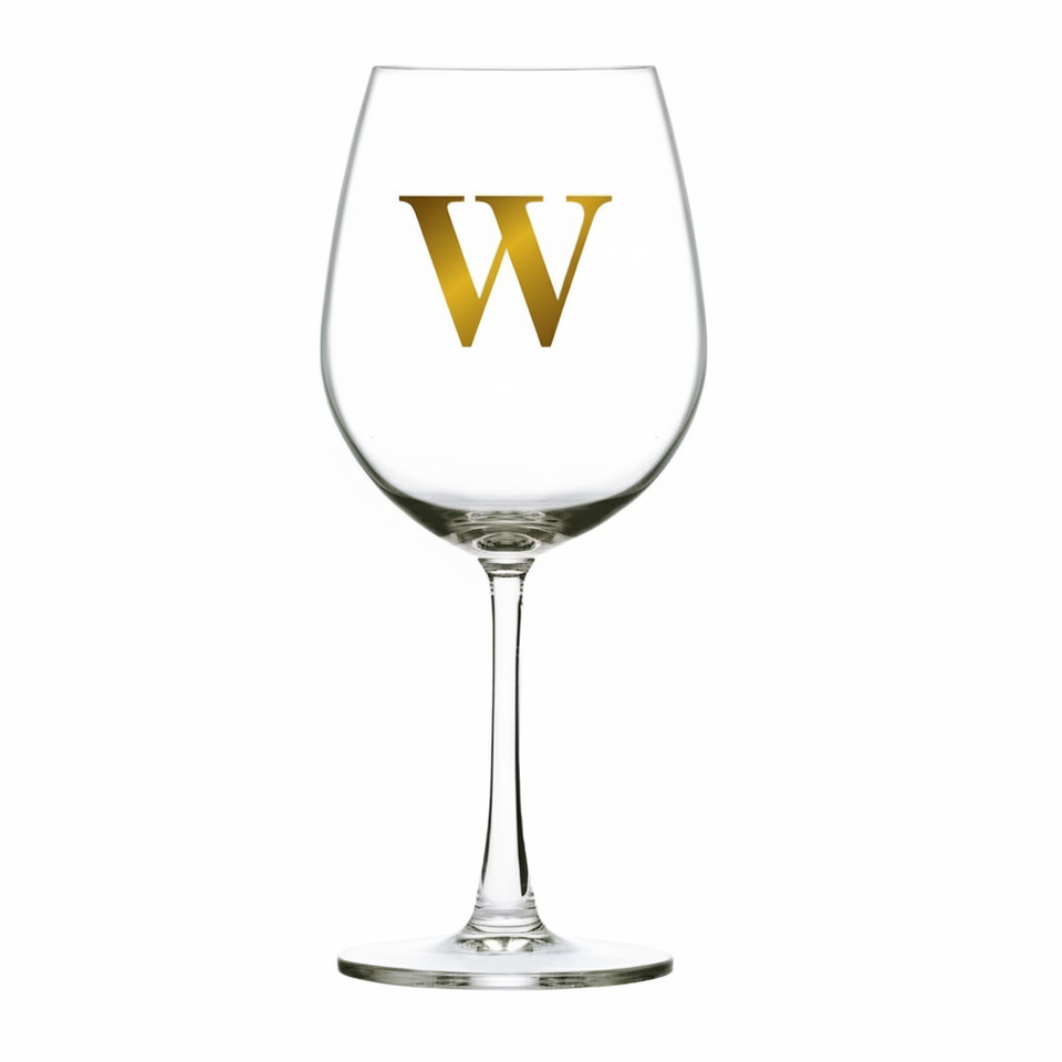 Taça Bordeaux Vinho 600ml em Cristal Ecológico Madison Letra Dourada Personalizável