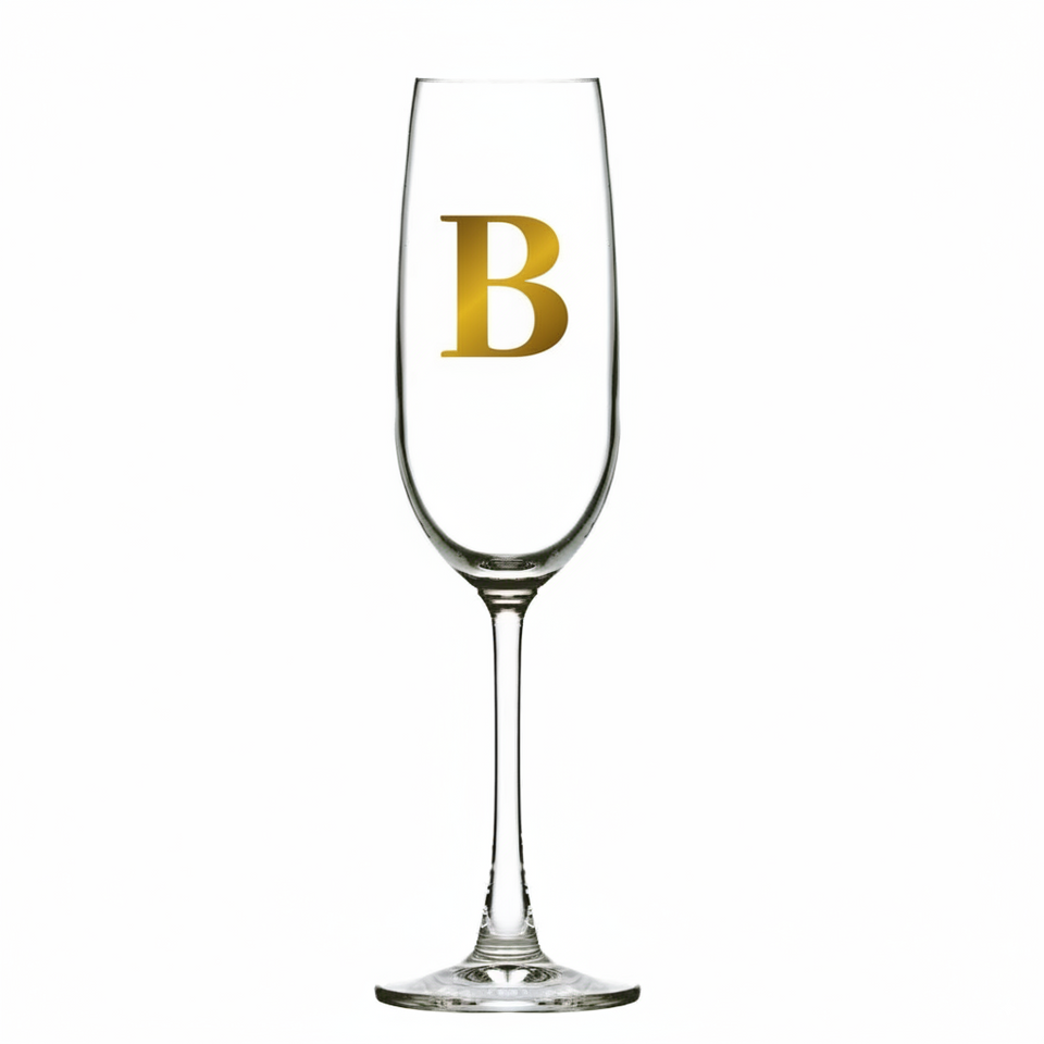 PRÉ-VENDA: Taça Flute Champagne 210ml em Cristal Ecológico Madison Letra Dourada Personalizável