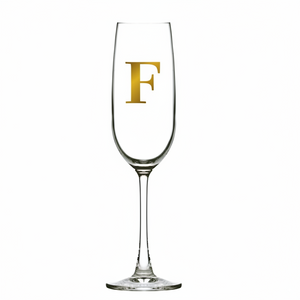 PRÉ-VENDA: Taça Flute Champagne 210ml em Cristal Ecológico Madison Letra Dourada Personalizável