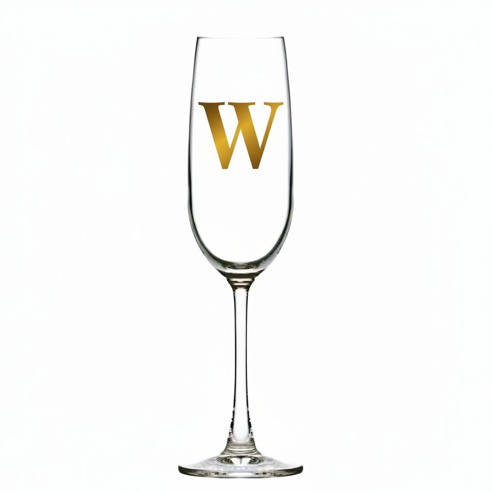 PRÉ-VENDA: Taça Flute Champagne 210ml em Cristal Ecológico Madison Letra Dourada Personalizável