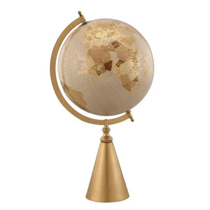 Globo Terrestre para Decoração Dourado Médio - Base Cônica