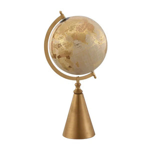 Globo Terrestre para Decoração Dourado Pequeno - Base Cônica