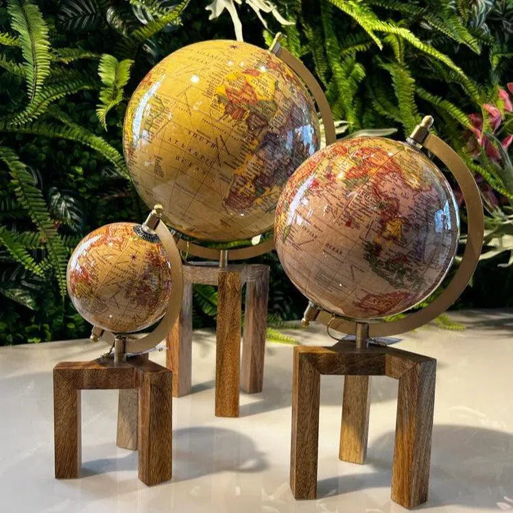 Globo Terrestre para Decoração Retrô Grande - Tripé de Madeira