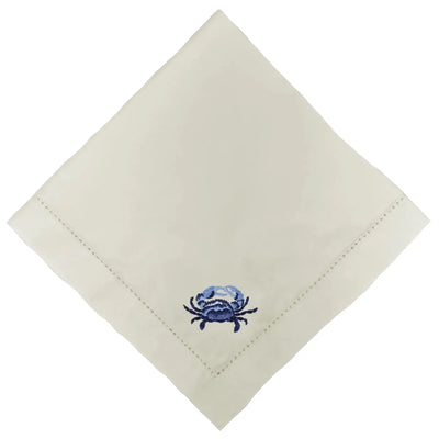 Guardanapo 100% Algodão Ponto Ajour Cru Caranguejo Azul
