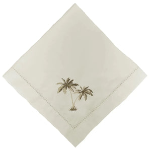 Guardanapo 100% Algodão Ponto Ajour Cru Coqueiro Bege
