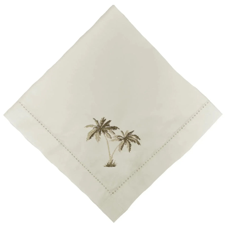Guardanapo 100% Algodão Ponto Ajour Cru Coqueiro Bege