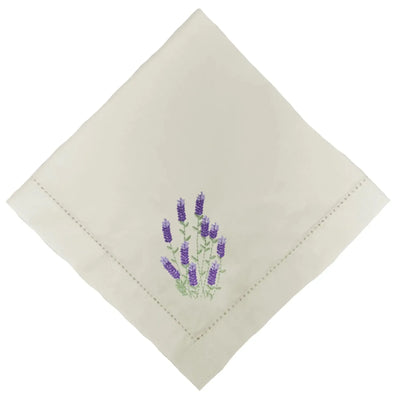 Guardanapo 100% Algodão Ponto Ajour Cru Flor Lavanda