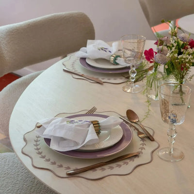 Guardanapo 100% Algodão Ponto Ajour Cru Flor Lavanda