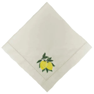 Guardanapo 100% Algodão Ponto Ajour Cru Limão Siciliano